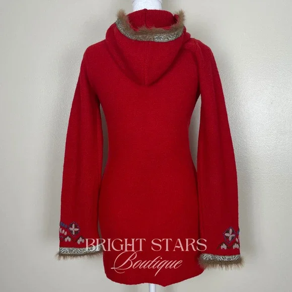 Rare Vintage Hooded Cardigan ASO Willow Rosenberg BtVS Red Embroidered Knit - Picture 6 of 13
